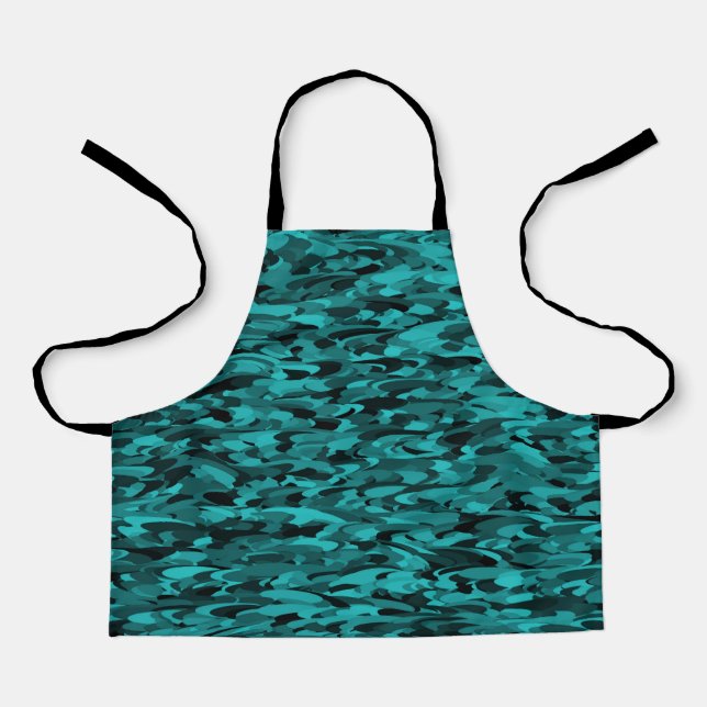 Abstract Pattern Teal Black Apron (Front)