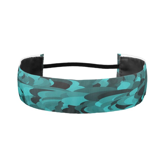 Abstract Pattern Teal Black Athletic Headband (Front)