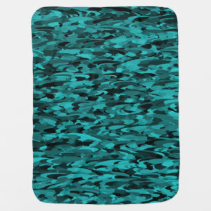 Abstract Pattern Teal Black Baby Blanket