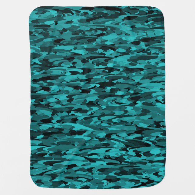 Abstract Pattern Teal Black Baby Blanket (Front)