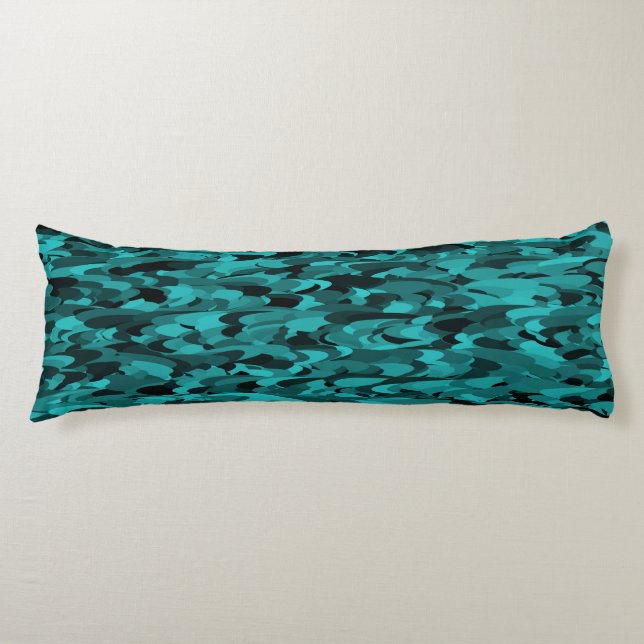 Abstract Pattern Teal Black Body Pillow (Front)
