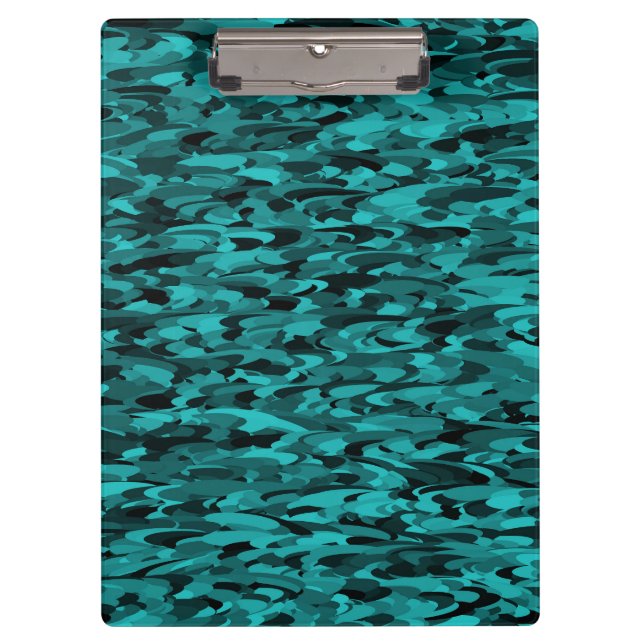 Abstract Pattern Teal Black Clipboard (Front)