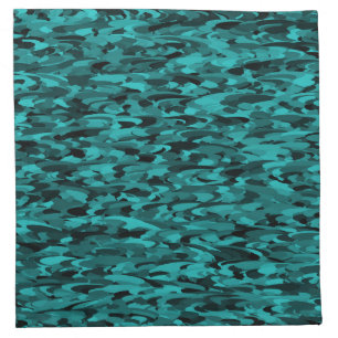 Abstract Pattern Teal Black Cloth Napkin