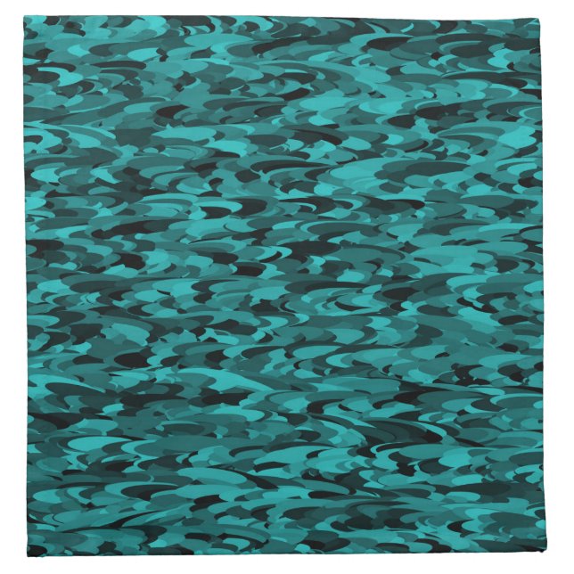 Abstract Pattern Teal Black Cloth Napkin (Front)