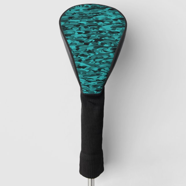 Abstract Pattern Teal Black Golf Head Cover (Front)