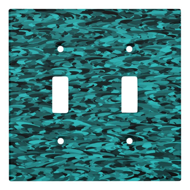 Abstract Pattern Teal Black Light Switch Cover (Front)