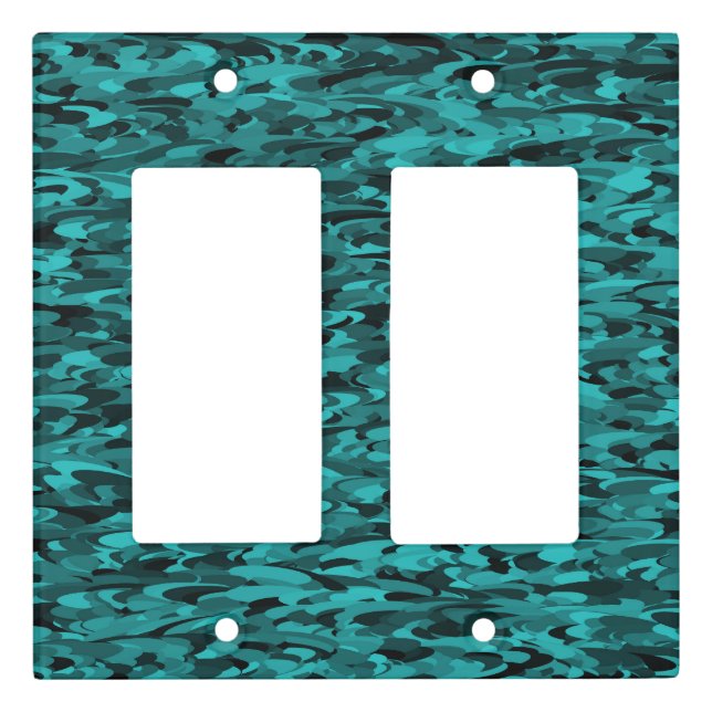 Abstract Pattern Teal Black Light Switch Cover (Front)