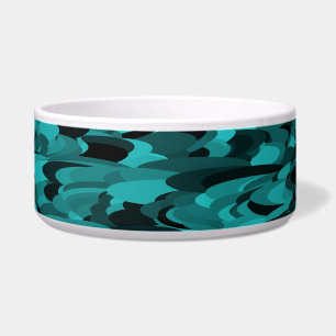 Abstract Pattern Teal Black Pet Bowl