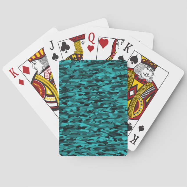 Abstract Pattern Teal Black Poker Cards (Back)