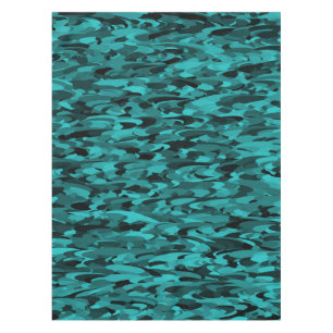 Abstract Pattern Teal Black Tablecloth