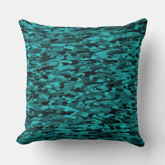 Abstract Pattern Teal Black Throw Pillow (Front)