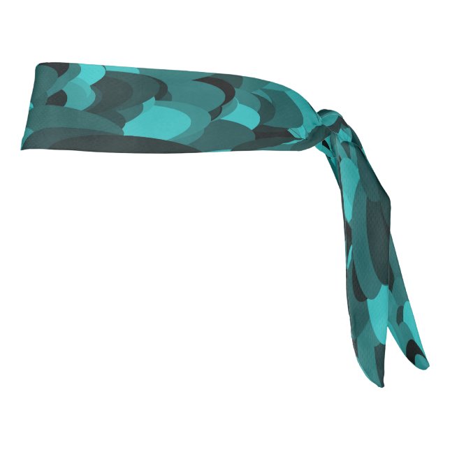 Abstract Pattern Teal Black Tie Headband (Rotate 90)