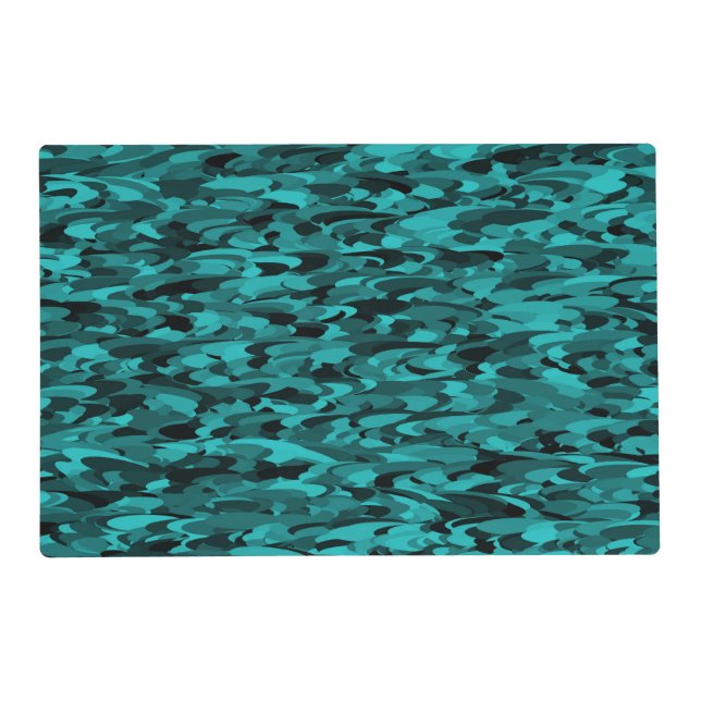 Abstract Pattern Teal Laminated Placemat (Front)