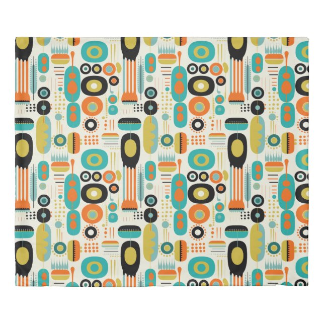 Abstract Pattern Vibrant Retro Mid Century Modern Duvet Cover (Front)