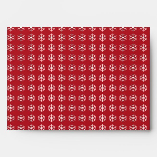 Abstract Pattern White Snow with Red Background Envelope (Front)