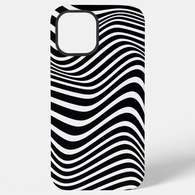 Abstract pattern with black and white wavy lines iphone case (Back)