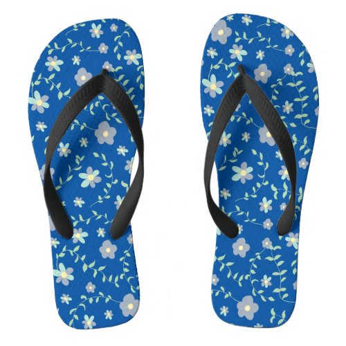Abstract pattern with flower and leaves flip flops