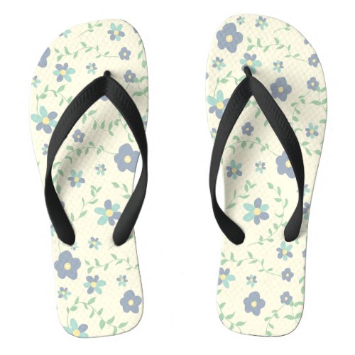 Abstract pattern with flower and leaves flip flops