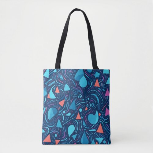 Abstract pattern with geometric shapes organic  tote bag