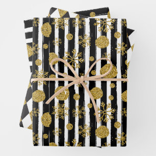 Abstract Pattern With Gold Glitter Wrapping Paper Sheets