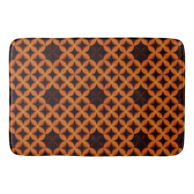 Abstract Pattern with Orange Geometric Petals Bath Mat (Front)