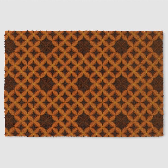 Abstract Pattern with Orange Geometric Petals Fiber Doormat (Front)