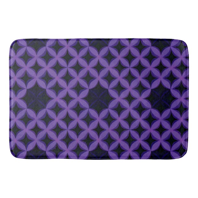 Abstract Pattern with Purple Geometric Petals Bath Mat (Front)