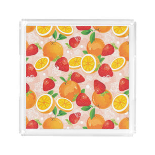 Abstract pattern with strawberry acrylic tray
