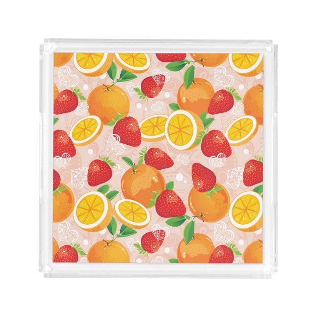 Abstract pattern with strawberry acrylic tray (Front)