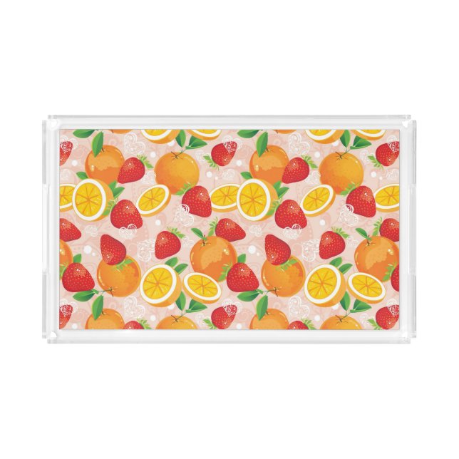 Abstract pattern with strawberry acrylic tray (Front)