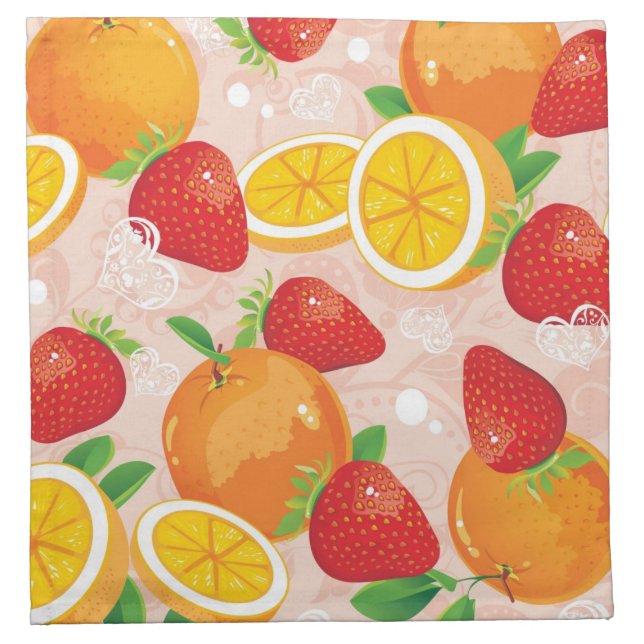 Abstract pattern with strawberry cloth napkin (Front)