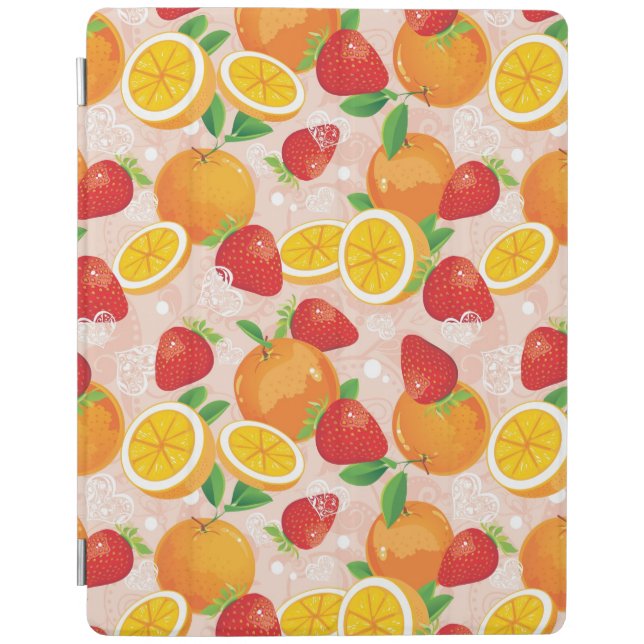 Abstract pattern with strawberry iPad smart cover (Front)