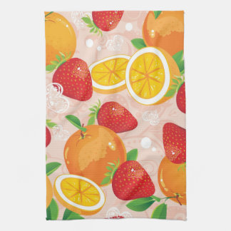 Abstract pattern with strawberry kitchen towel
