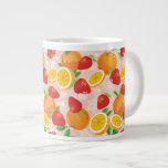 Abstract pattern with strawberry large coffee mug