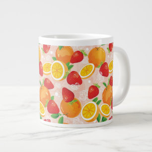 Abstract pattern with strawberry large coffee mug
