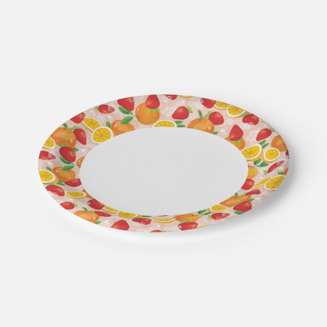 Abstract pattern with strawberry paper plates (Angled)