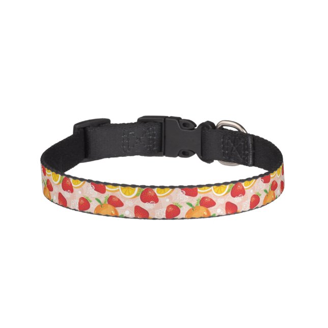 Abstract pattern with strawberry pet collar (Front)