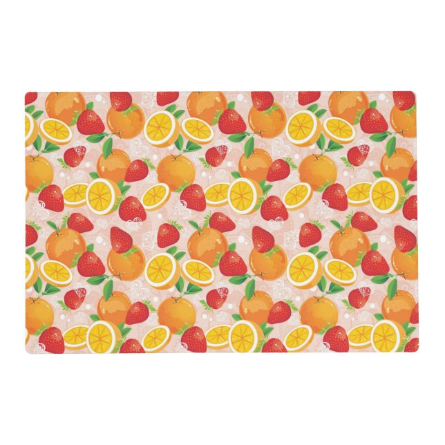 Abstract pattern with strawberry placemat (Front)