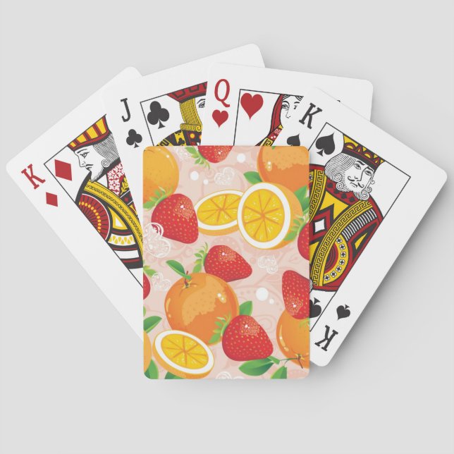 Abstract pattern with strawberry poker cards (Back)