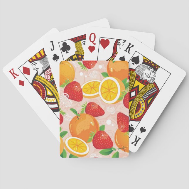 Abstract pattern with strawberry poker cards (Back)