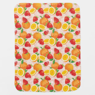 Abstract pattern with strawberry receiving blanket