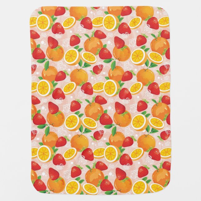 Abstract pattern with strawberry receiving blanket (Front)