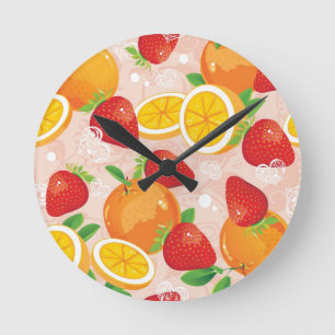 Abstract pattern with strawberry round clock