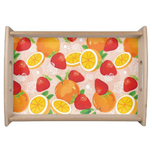 Abstract pattern with strawberry serving tray