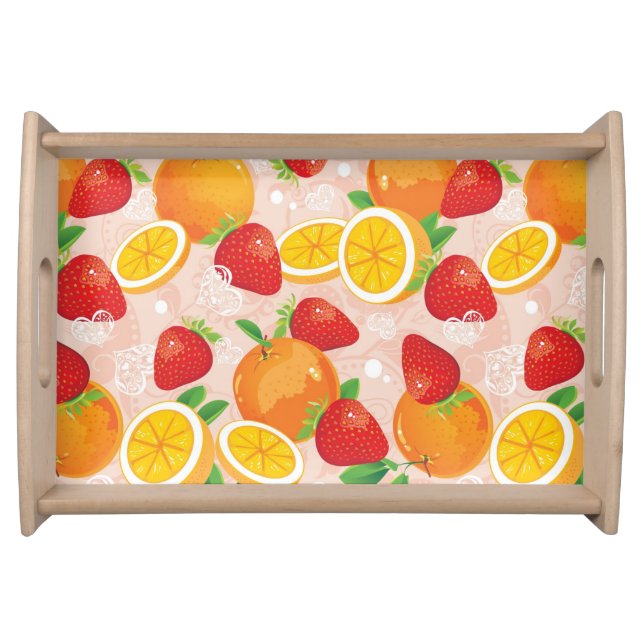 Abstract pattern with strawberry serving tray (Front)
