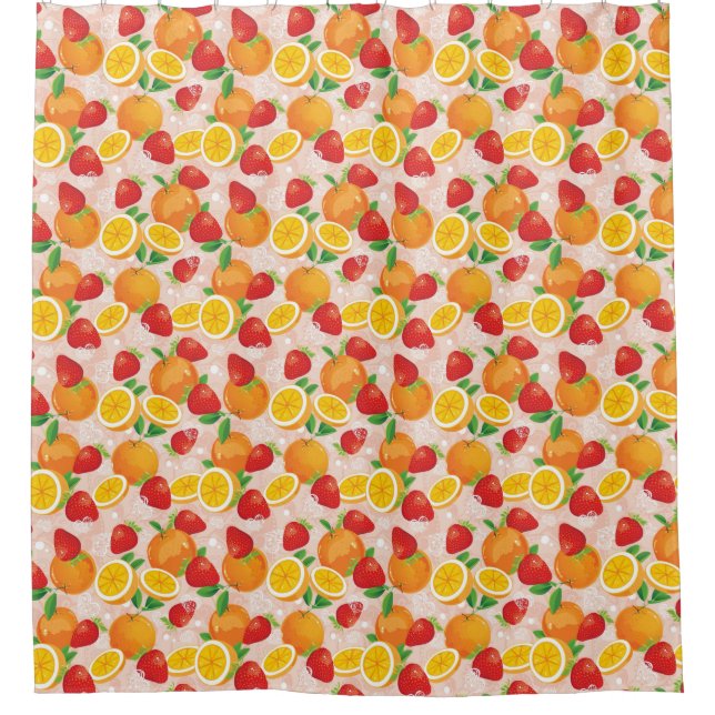 Abstract pattern with strawberry shower curtain (Front)