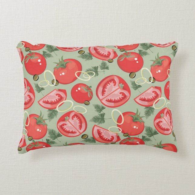 Abstract pattern with tomato accent pillow (Front)