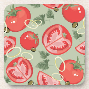 Abstract pattern with tomato coaster