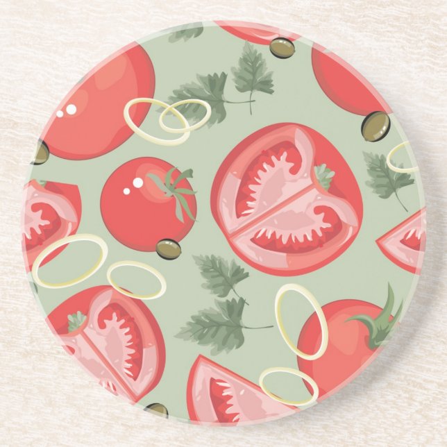 Abstract pattern with tomato drink coaster (Front)