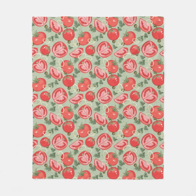 Abstract pattern with tomato fleece blanket (Front)